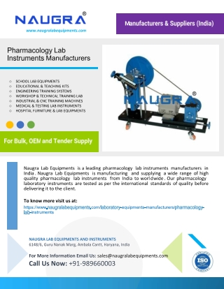 Pharmacology Lab Instruments Manufacturers