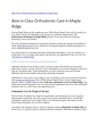 Orthodontic in Maple Ridge