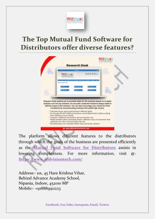 The Top Mutual Fund Software for Distributors offer diverse features