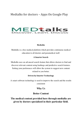 Medtalks for doctors – Apps On Google Play