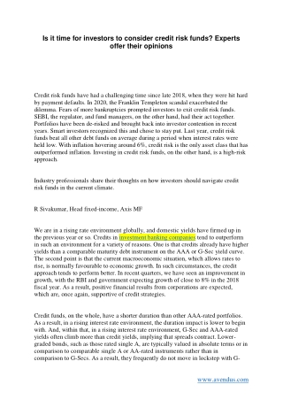 Is it time for investors to consider credit risk funds Experts offer their opinions