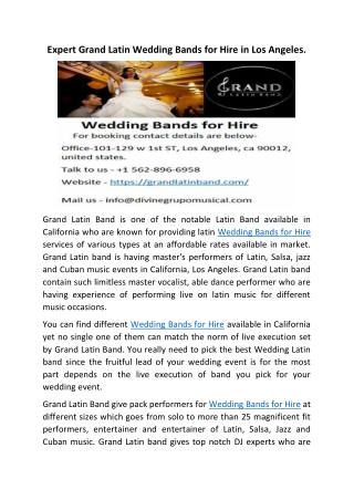Wedding Bands for Hire