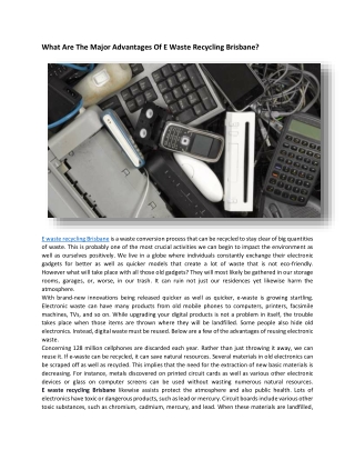 E waste recycling Brisbane