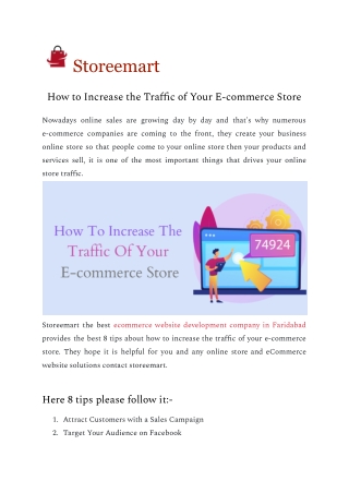 How to Increase the Traffic of Your E-commerce Store