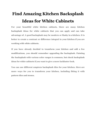 Find Amazing Kitchen Backsplash Ideas for White Cabinets