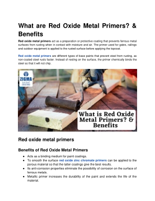 What is Red Oxide Metal Primers_ & Benefits