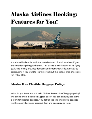 Alaska Airlines Booking  Features for You