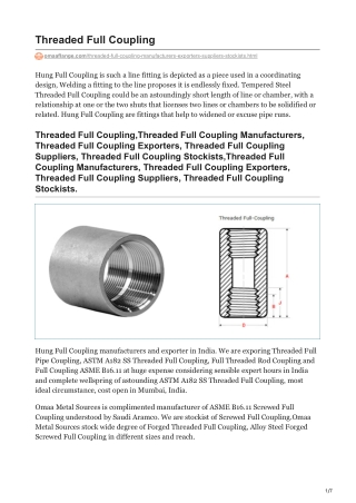 Threaded Full Coupling Exporters In India