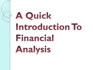 A Quick Introduction To Financial Analysis