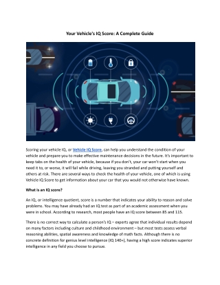 Your Vehicle's IQ Score_ A Complete Guide