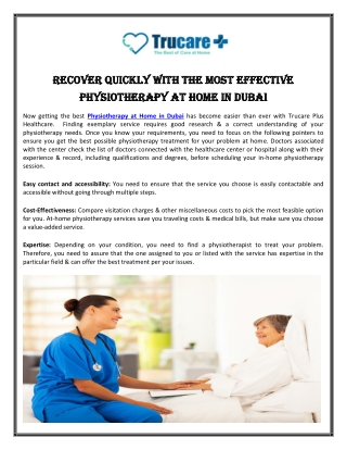 Physiotherapy at Home in Dubai