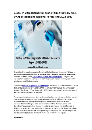 Global In Vitro Diagnostics Market Research Report 2022-2027