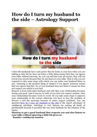 How do I turn my husband to the side – Astrology Support