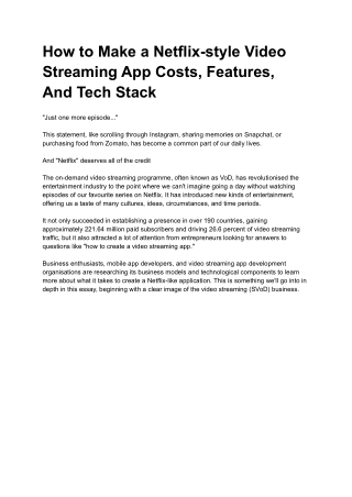 How to Make a Netflix-style Video Streaming App Costs, Features, And Tech Stack