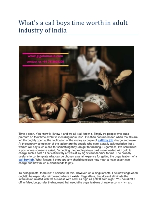What's a call boys time worth in adult industry of India