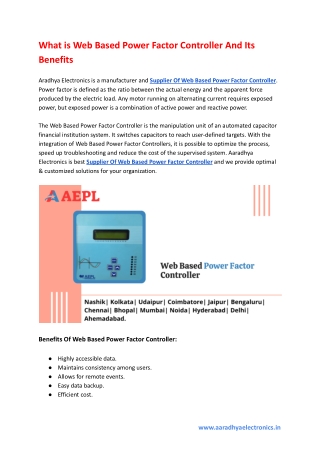 What is Web Based Power Factor Controller And Its Benefits