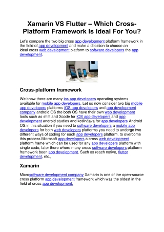 Xamarin VS Flutter  Which Cross-Platform Framework Is Ideal For You