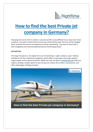 How to discover the best Private jet company in Germany?