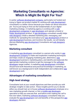 Marketing Consultants vs Agencies Which Is Might Be Right For You