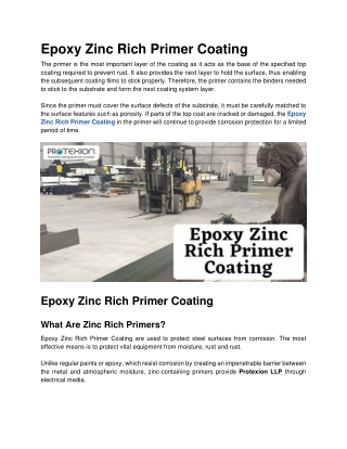 Epoxy Zinc Rich Primer Coating.