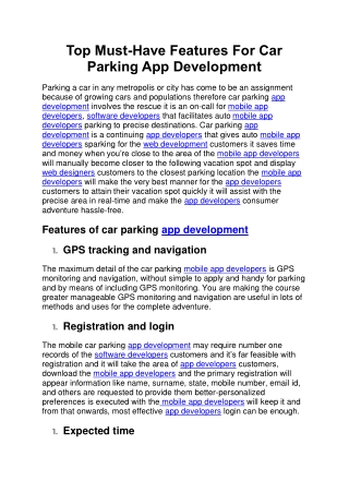 Top Must-Have Features For Car Parking App Development