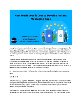 Cost to develop on-demand Instant Messaging Apps