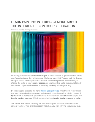 LEARN PAINTING INTERIORS & MORE ABOUT THE INTERIOR DESIGN COURSE DURATION