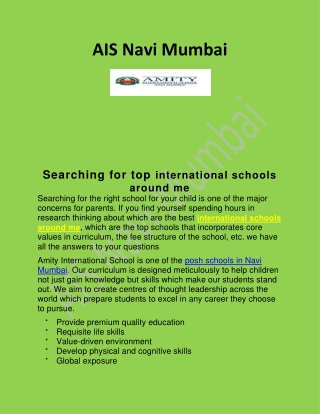 Searching for top international schools around me