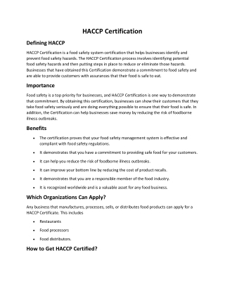 HACCP Certification