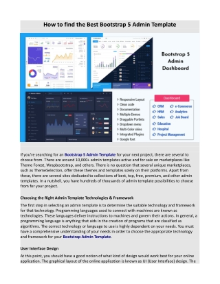 How to find the Best Bootstrap 5 Admin Template