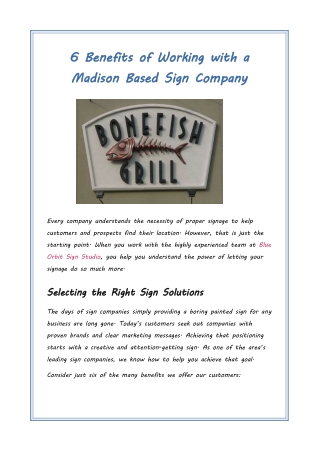 6 Benefits of Working with a Madison Based Sign Company