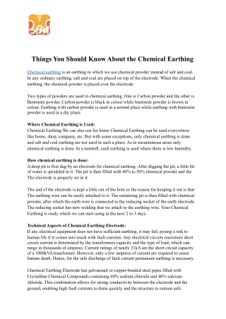 Things You Should Know About the Chemical Earthing | Atharva Infrastructures