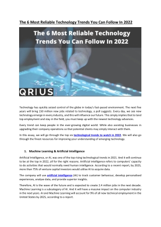 The 6 most reliable technology trends you  can follow in 2022