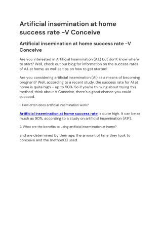 Artificial insemination at home success rate -V Conceive
