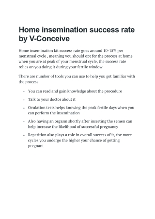 Home insemination success rate by V-Conceive