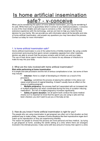 Is home artificial insemination safe- v-conceive