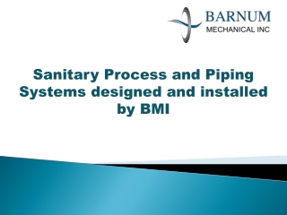 Sanitary Process and Piping Systems designed and installed by BMI
