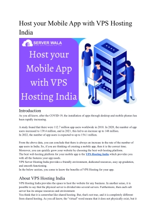 Host your Mobile App with VPS Hosting India