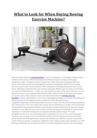 What to Look for When Buying Rowing Exercise Machine