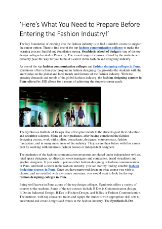 ‘Here’s What You Need To Prepare Before Entering The Fashion Industry!’