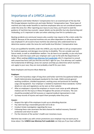 Importance of a LHWCA Lawsuit