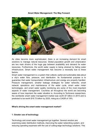 Smart Water Management_ The Way Forward