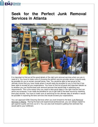 Seek for the perfect Junk Removal Services in Atlanta