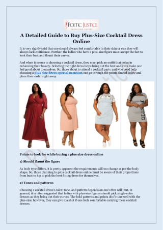 Plus Size Dress Special Occasion- PJ Poetic Justice