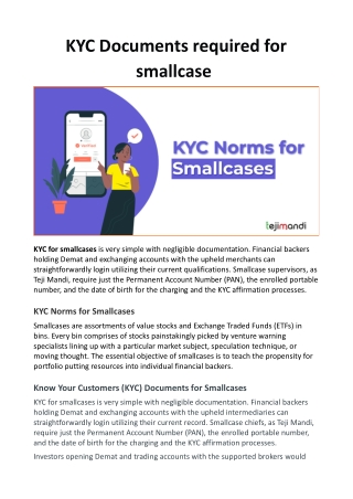 KYC Documents required for smallcase