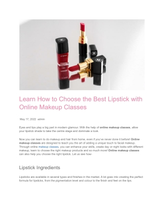 Learn How to Choose the Best Lipstick with Online Makeup Classes