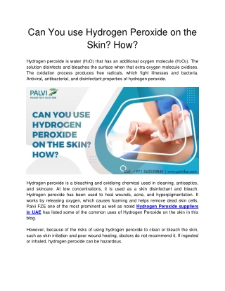 Can You use Hydrogen Peroxide on the Skin? How?