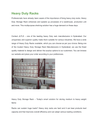 Heavy duty racks in Hyderabad low price Jayalaxmi Flexible Systems
