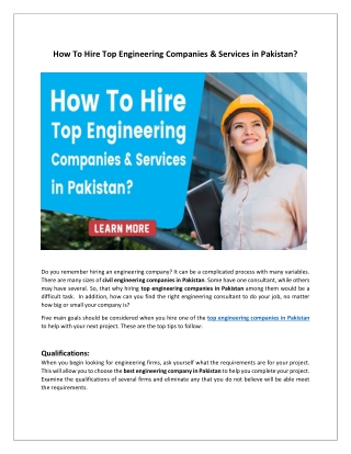 How To Hire Top Engineering Companies & Services in Pakistan