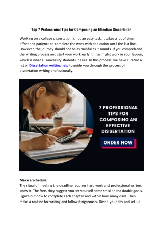 Top 7 Professional Tips for Composing an Effective Dissertation